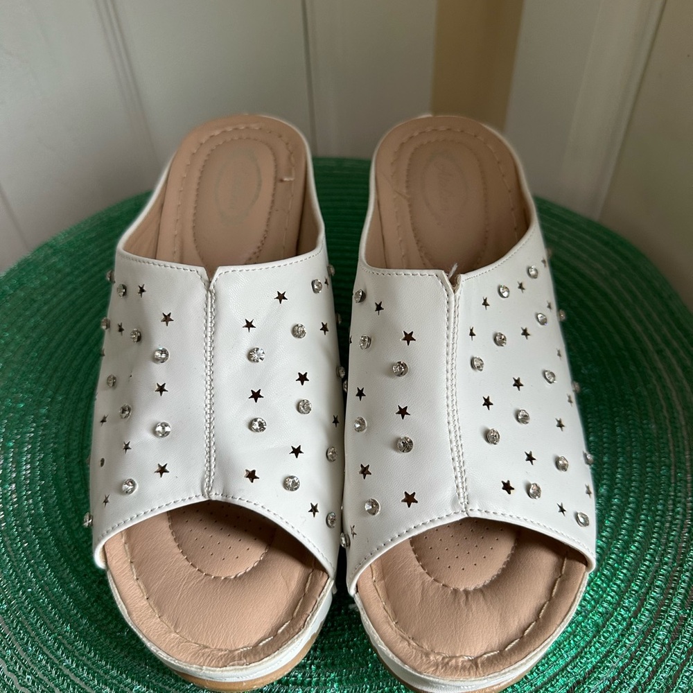 Atalina White Star Rhinestone Platform Wedge - Picture 9 of 12